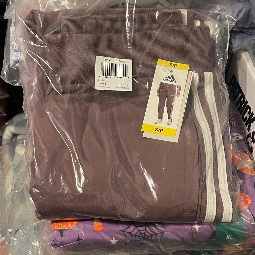 Adidas Mauve Joggers with White Stripes